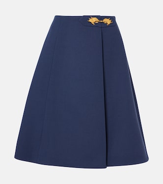 Virgin wool crêpe midi skirt  | Valentino