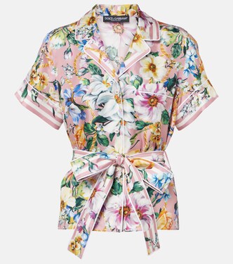 Bow-detail floral silk shirt | Dolce&Gabbana