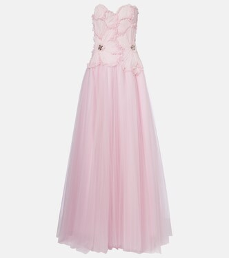 Edra embellished tulle bustier gown | Costarellos