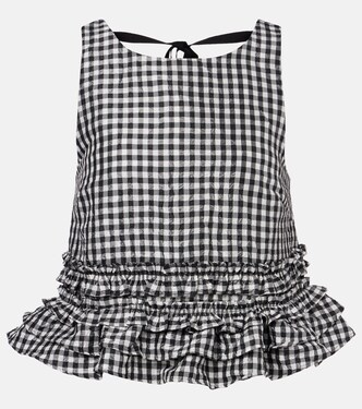 Gingham ruffled top | Ganni