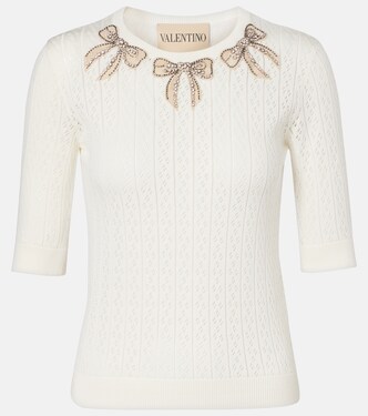 Crystal-embellished cotton sweater | Valentino