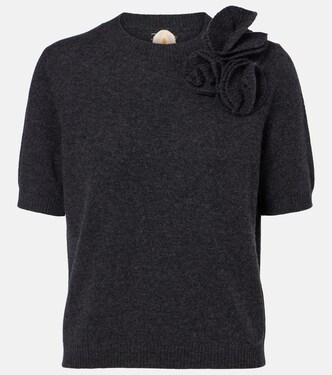 Floral-appliqué wool and cashmere sweater | Jardin des Orangers