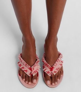 Bay fringed canvas thong sandals in red - Jimmy Choo | Mytheresa