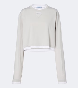 Cotton piqué and jersey top | Prada