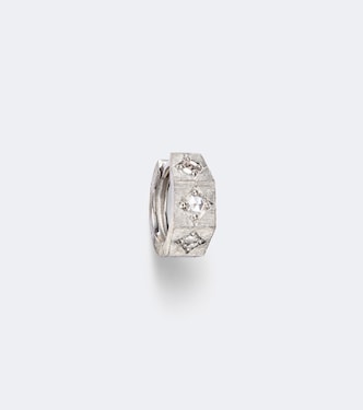 Ecrou 18kt white gold single hoop earring with diamonds | Marie Lichtenberg