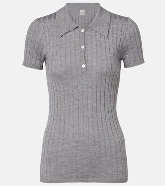 Ribbed-knit cashmere and silk polo shirt | Toteme