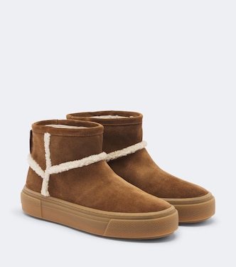 H705 shearling-trimmed suede ankle boots | Hogan