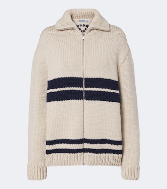 Striped wool zip-up cardigan | Prada