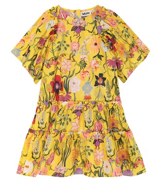 Cat printed cotton poplin dress | Molo