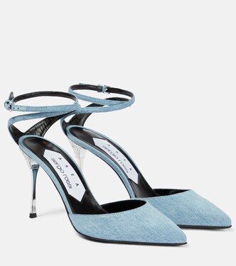 x Sergio Rossi Marquise denim pumps | Area