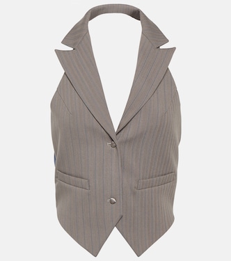 Pinstripe chain-detail vest | Didu