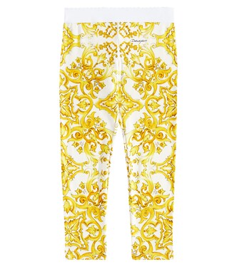 Majolica cotton-blend jersey leggings | Dolce&Gabbana Kids