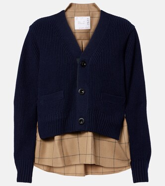 Layered wool-blend cardigan | Sacai