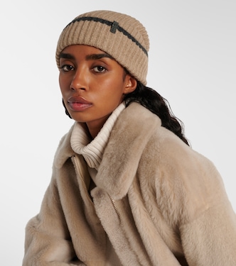 NWT Women\'s Brunello Cucinelli Gray Pink Cashmere Beanie M NWT Women\ main image 3