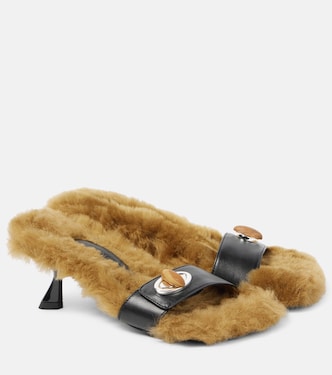 Turnlock shearling-trimmed mules | Christopher Esber