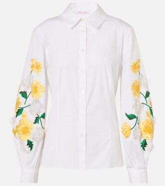 Floral cotton-blend poplin shirt | Carolina Herrera