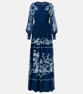 Robe longue en soie à fleurs | Erdem