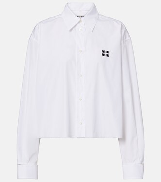 Chemise raccourcie en popeline de coton | Miu Miu