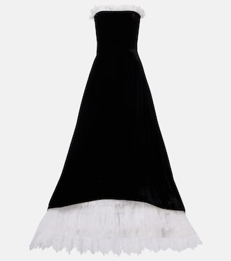 Vestido de fiesta bustier Laurette de terciopelo | Costarellos