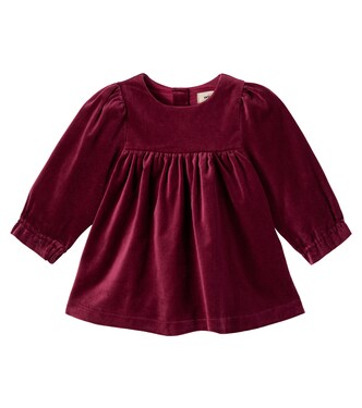 Baby Elvira cotton velvet dress | Wheat