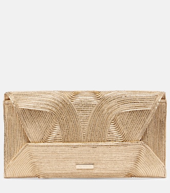 Vacanza Mini leather-trimmed raffia clutch | Aquazzura