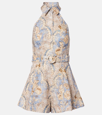 Daylight printed linen romper | Zimmermann