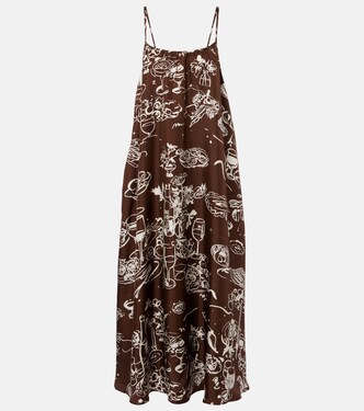Napoli printed silk twill maxi dress | Asceno