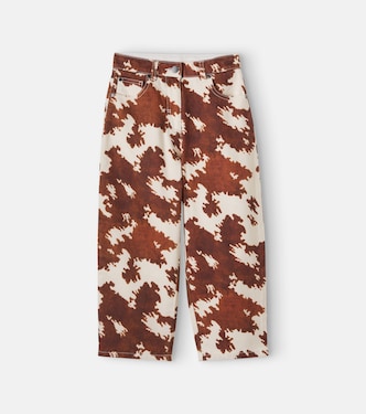 Cow-print cotton gabardine pants | Stella McCartney Kids