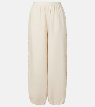 Lace-trimmed linen-blend straight pants | Simkhai