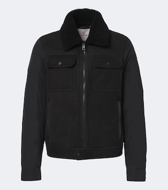 Shearling-trimmed suede down jacket | Moncler