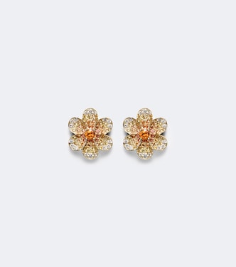 Ohrringe Daisy aus 9kt Gelbgold mit Diamanten und Saphiren | Yvonne Léon