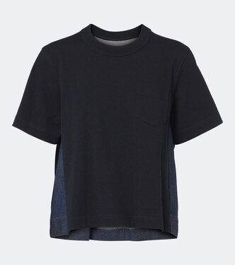 Cotton jersey and denim T-shirt | Sacai