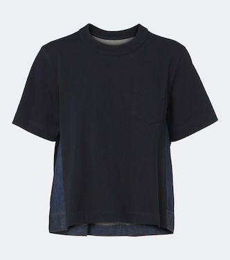 Cotton jersey and denim T-shirt | Sacai