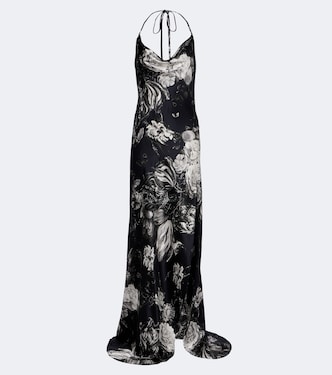 Robe longue en soie à fleurs | Roberto Cavalli