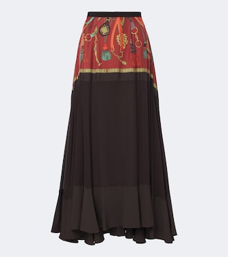 Printed ruffled silk twill maxi skirt | Etro