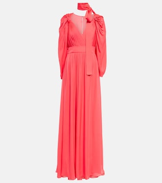 Pleated silk chiffon gown | Elie Saab