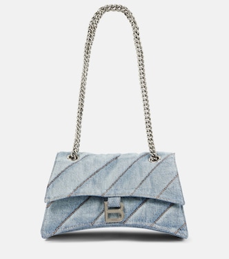 Borsa a spalla Crush Medium in denim | Balenciaga