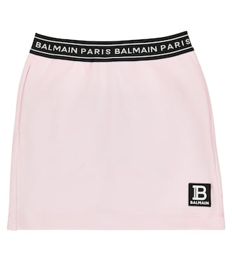 Minigonna in cotone con logo | Balmain Kids
