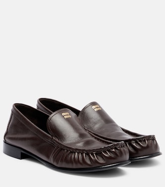 Logo leather loafers | Miu Miu