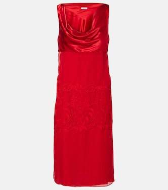 Vestido midi de seda drapeado | Ferragamo