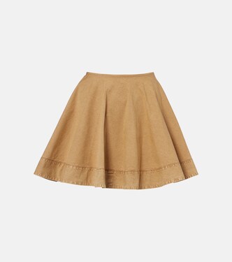 Flared cotton-blend miniskirt | Ganni