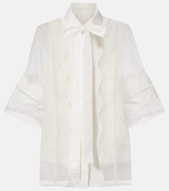 بلوزة من القطن والحرير المخلوط برباط | Elie Saab