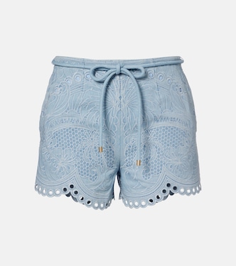 Daylight floral embroidered cotton shorts | Zimmermann