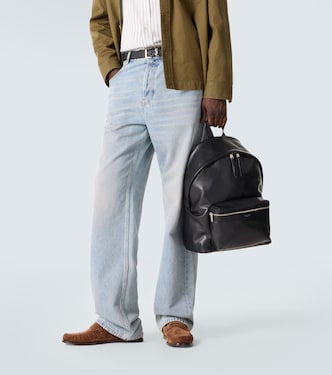 city backpack in matte leather | Padded Shoulder Straps sensitive items Leather City Backpack  stylestealmensboutique