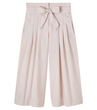 Pleated belted cotton pants | Monnalisa