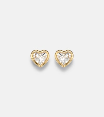 Heart 18kt gold (750/1000) earrings with diamonds | Anita Ko