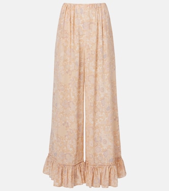 Floral ruffled silk wide-leg pants | Chloé