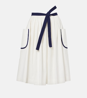 Belted cotton and linen midi skirt | Prada