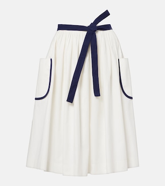 Belted cotton and linen midi skirt | Prada