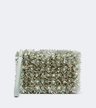 Small floral-appliqué leather pouch | Valentino Garavani